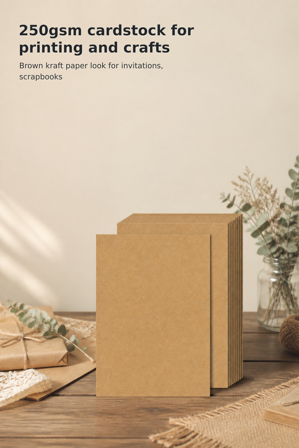 25-Sheet Brown Kraft Cardstock – 8.5 × 11 Inches, 250 GSM