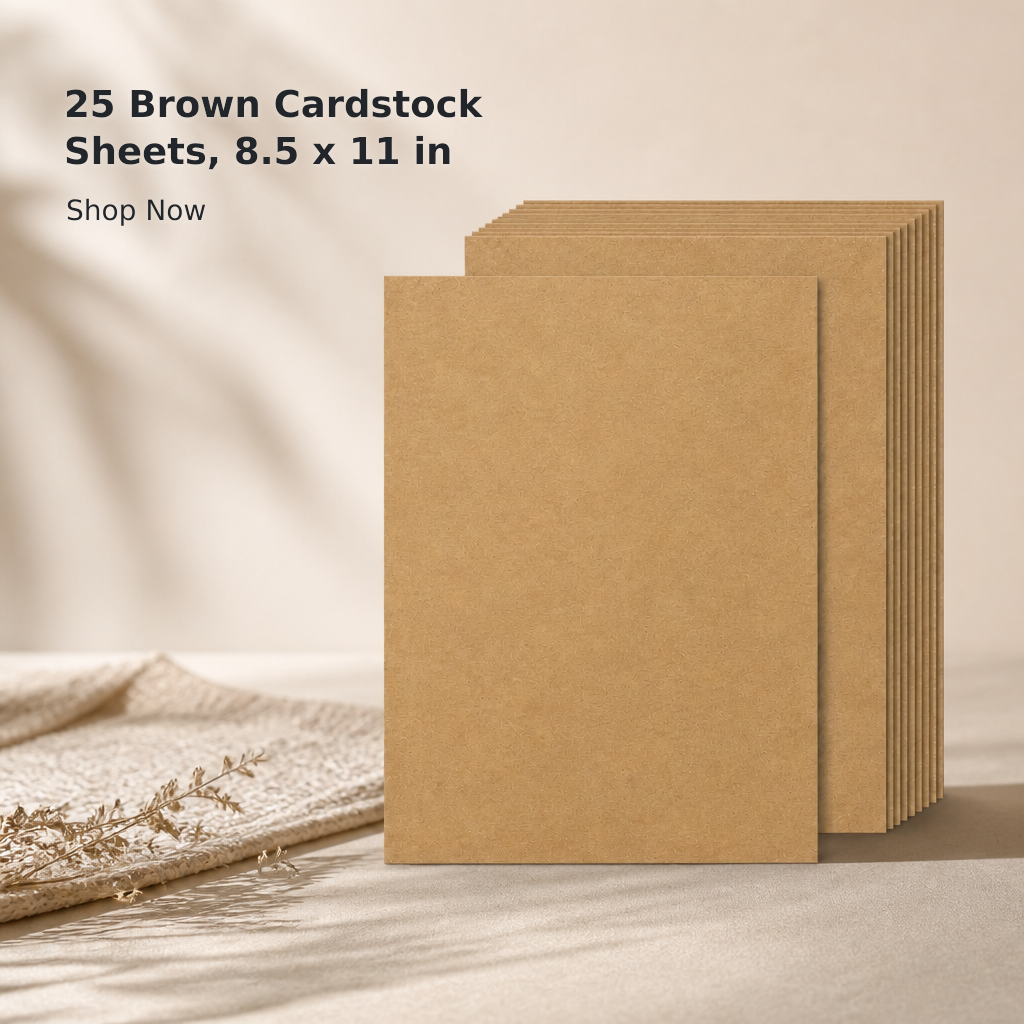 25-Sheet Brown Kraft Cardstock – 8.5 × 11 Inches, 250 GSM