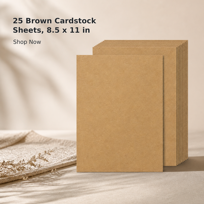 25-Sheet Brown Kraft Cardstock – 8.5 × 11 Inches, 250 GSM