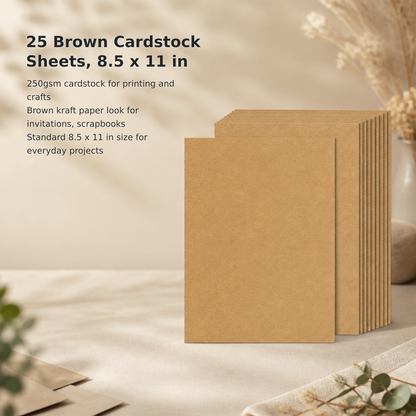 25-Sheet Brown Kraft Cardstock – 8.5 × 11 Inches, 250 GSM