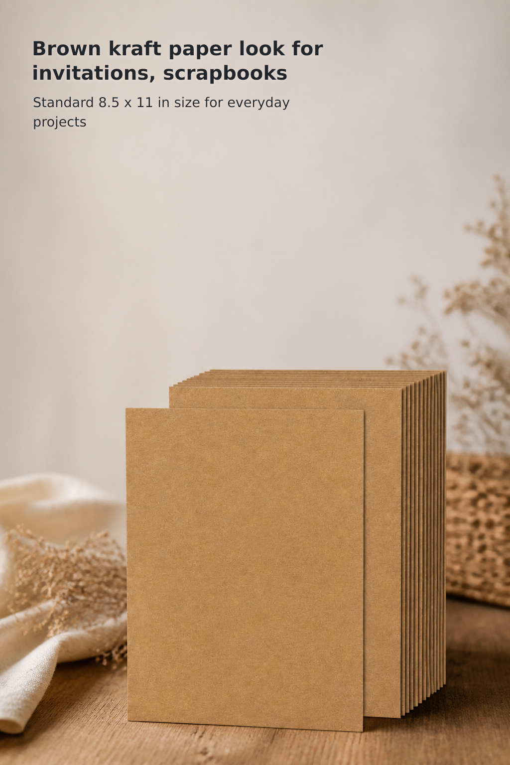 25-Sheet Brown Kraft Cardstock – 8.5 × 11 Inches, 250 GSM